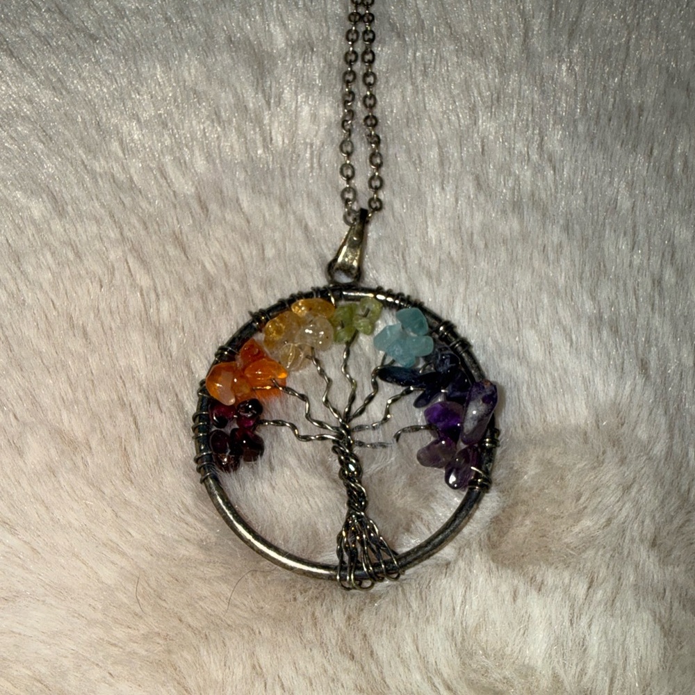 Multicolor Tree of Life Pendant Necklace